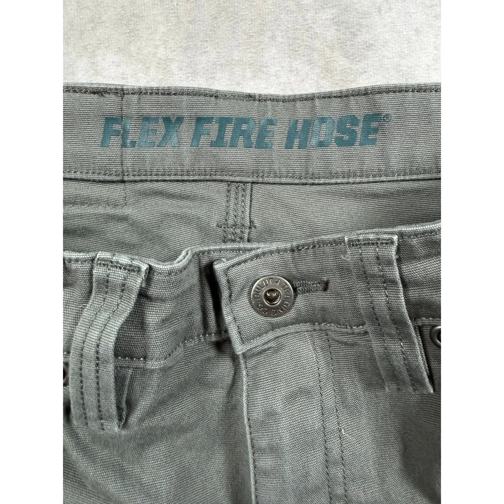 Duluth Trading Flex Fire Hose Mens 30x34 Work Pants Gray Cotton Canvas Slim Fit